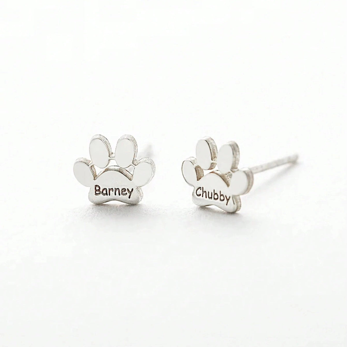 Custom Engraved Paw Stud Earrings