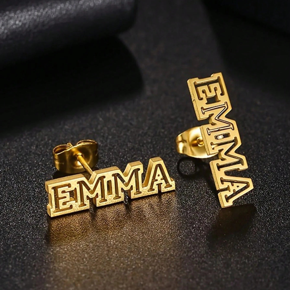 Custom Name Block Letter Stud Earrings