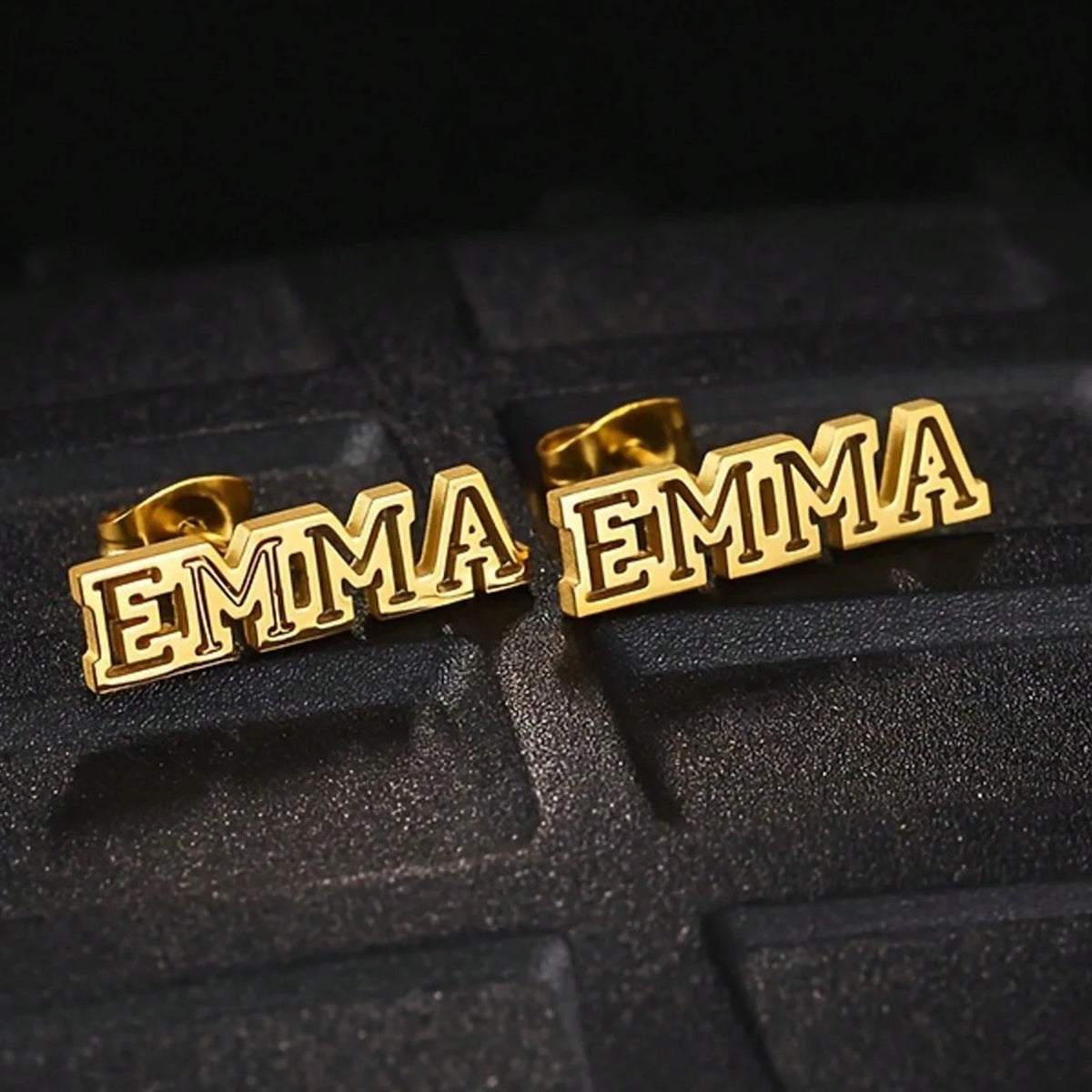 Custom Name Block Letter Stud Earrings