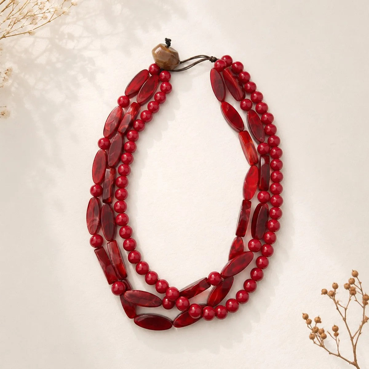 Amber Beaded Layered Necklace
