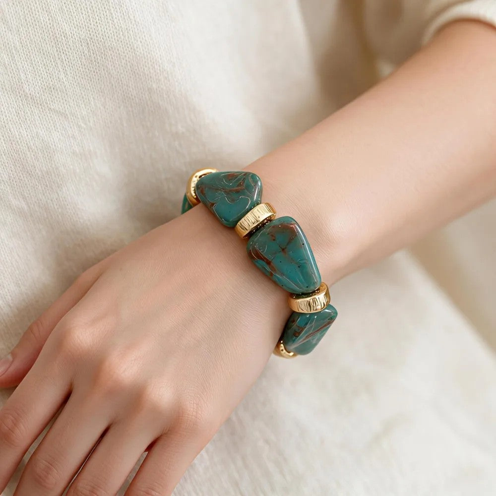 Teal Irregular Stone Bracelet