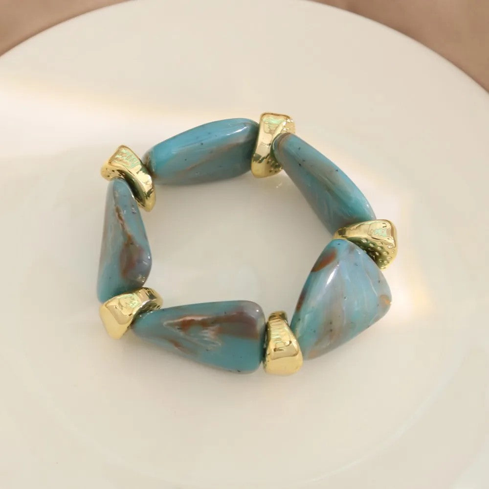 Teal Irregular Stone Bracelet