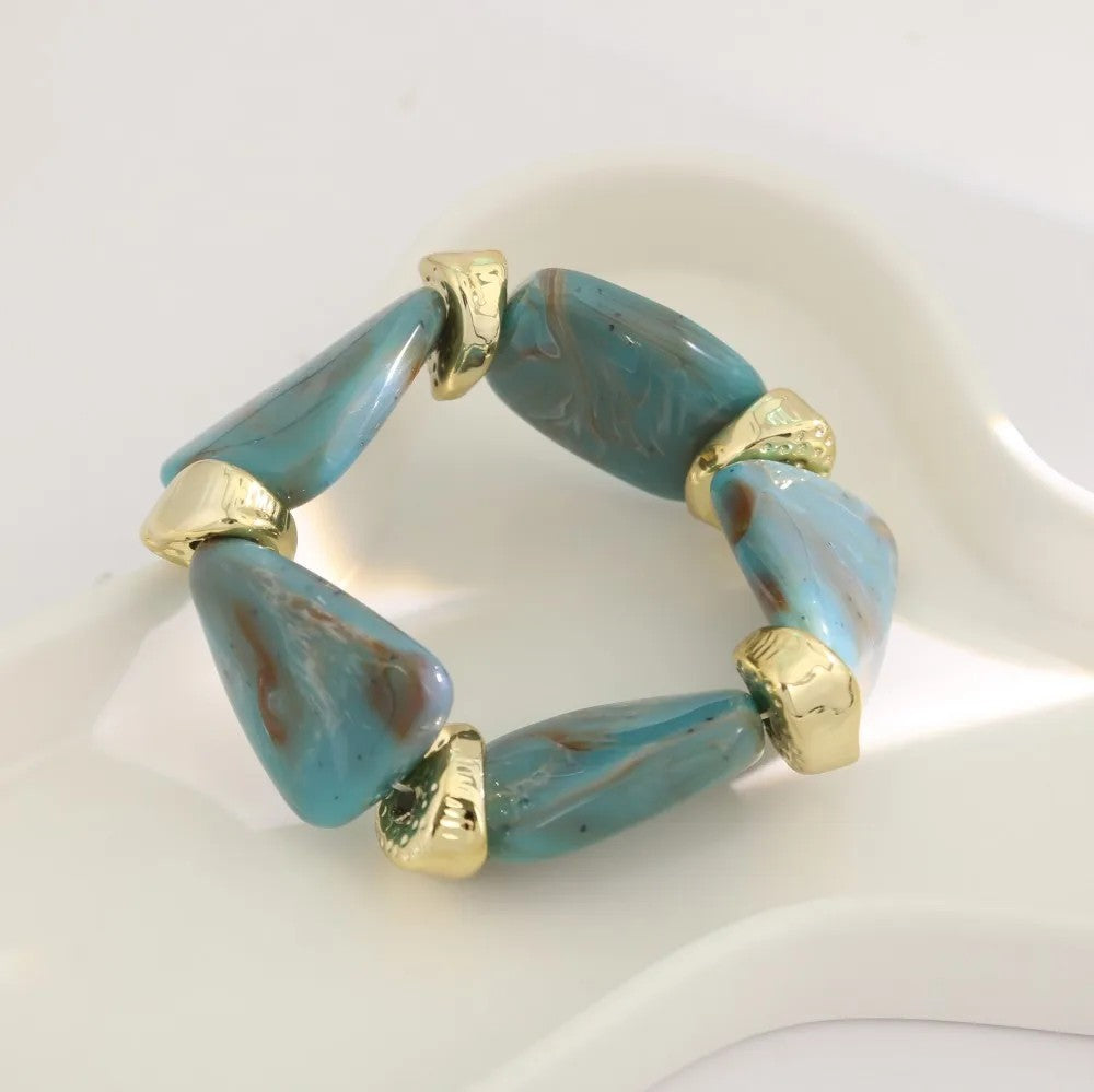 Teal Irregular Stone Bracelet