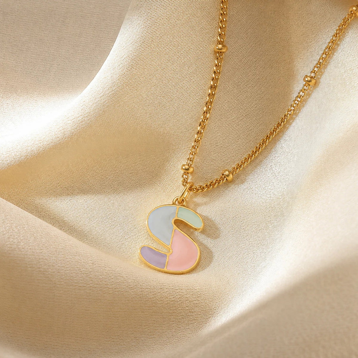 Colorful Enamel Initial Necklace