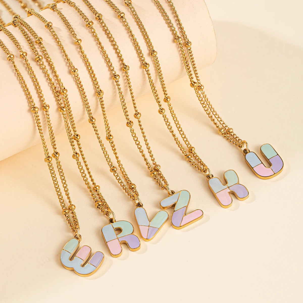 Colorful Enamel Initial Necklace