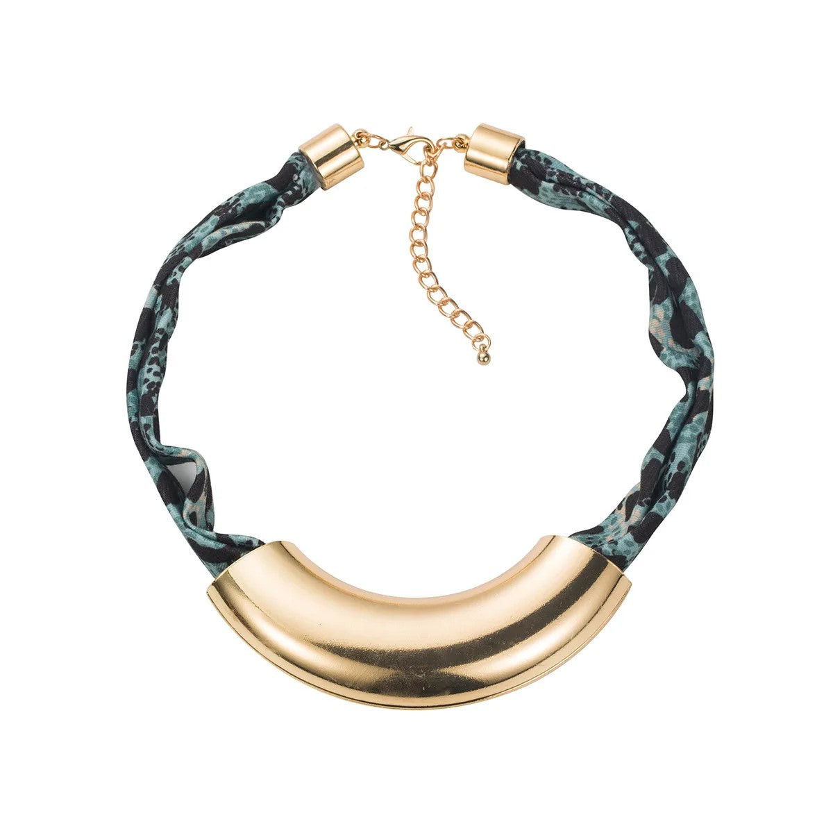 Leopard Print Curved Collar Necklace