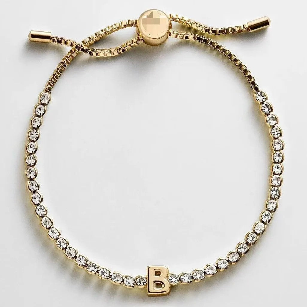Crystal Initial Strand Bracelet
