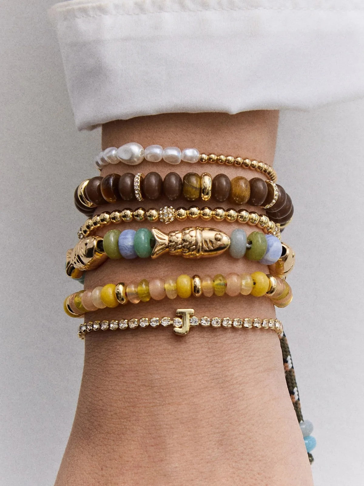 Crystal Initial Strand Bracelet