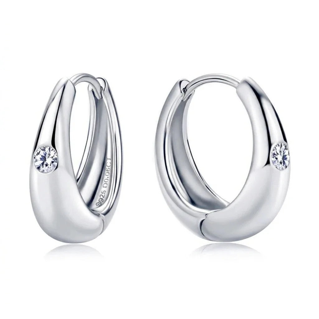 Crystal Accent Huggie Hoop Earrings