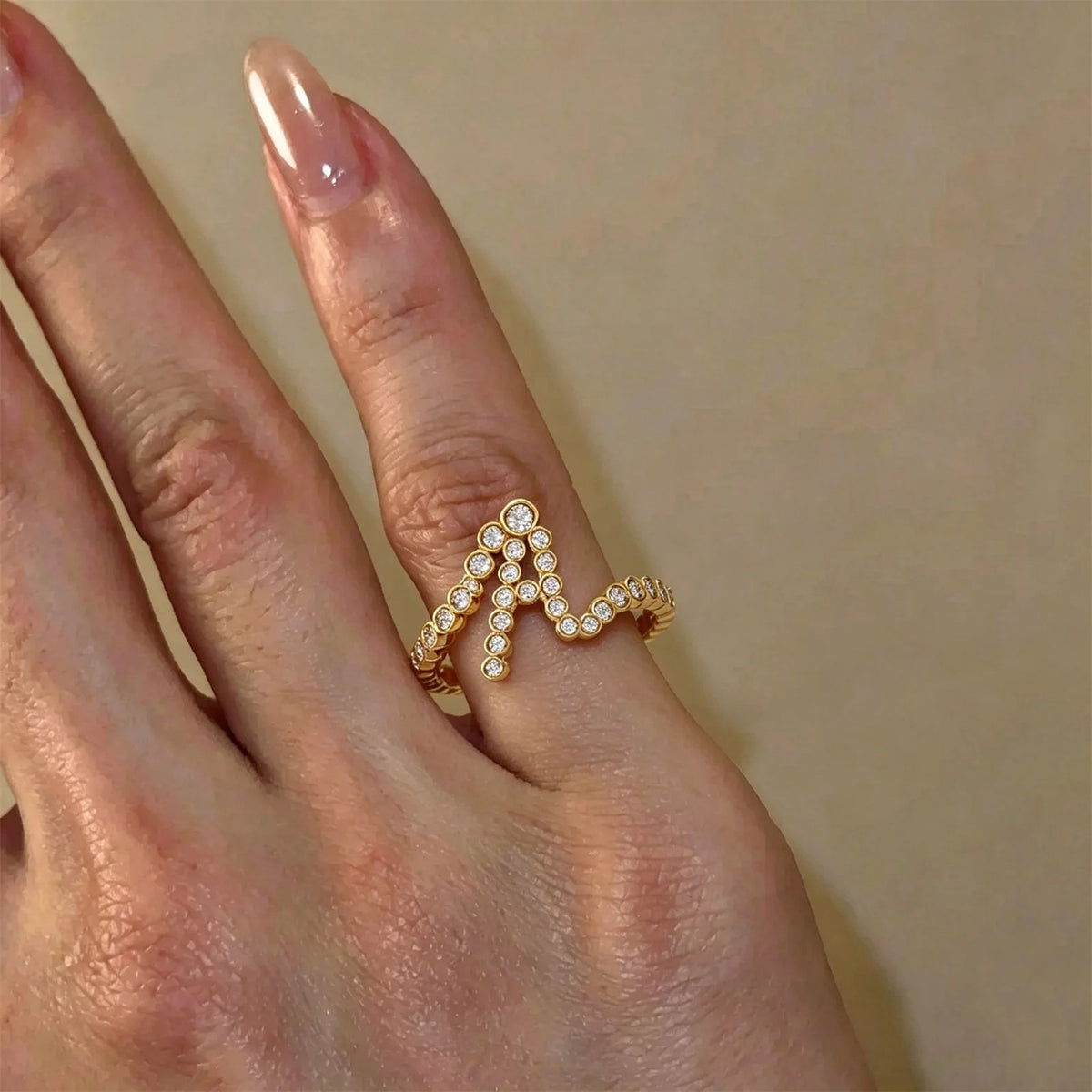 Crystal Initial Pinky Ring