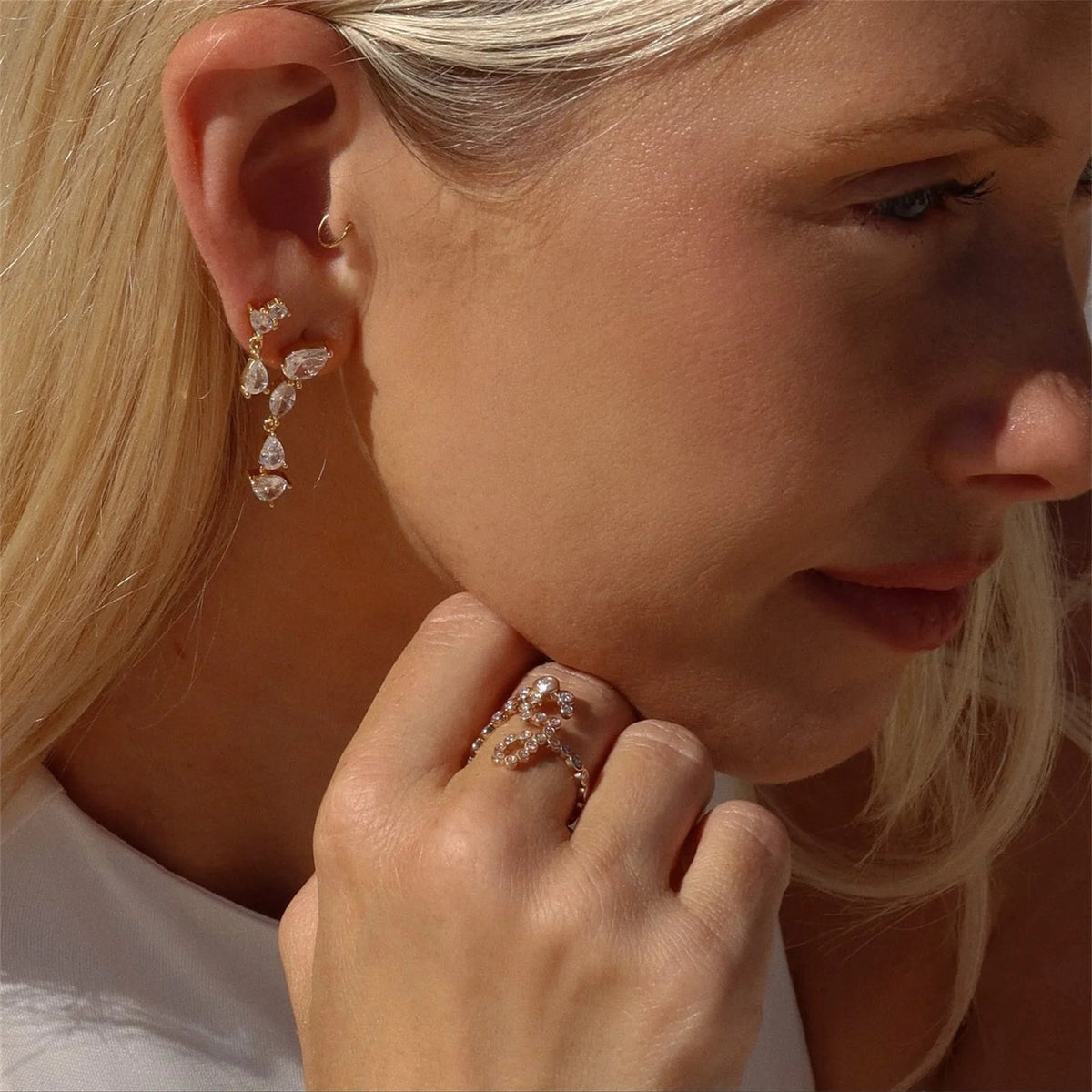 Crystal Initial Pinky Ring