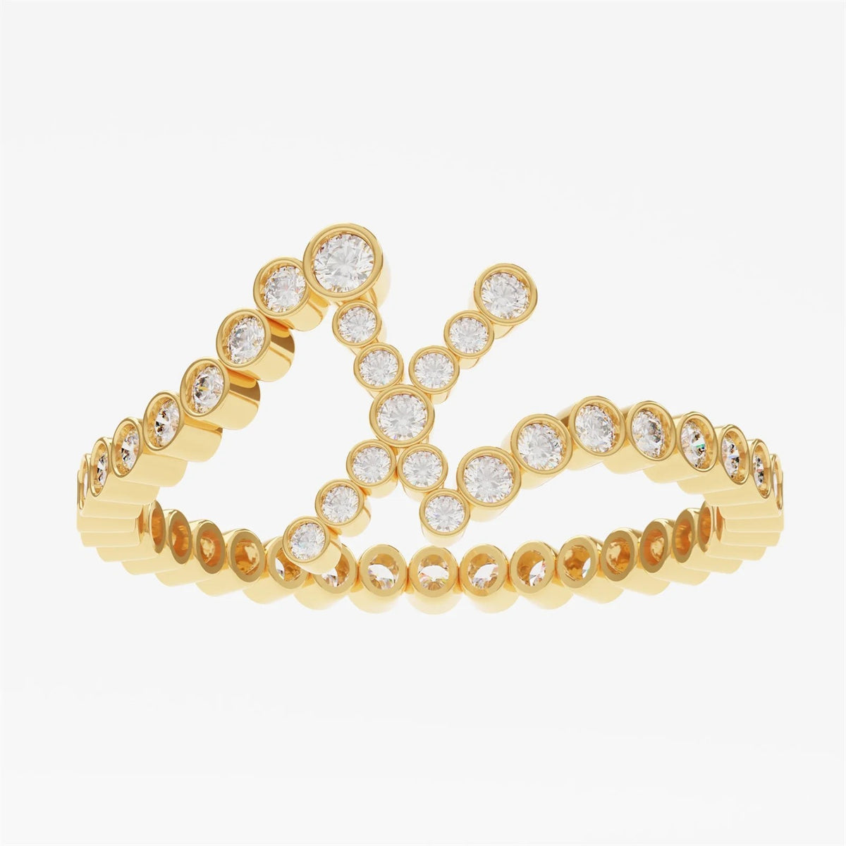 Crystal Initial Pinky Ring