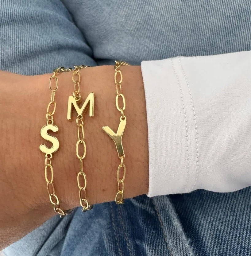 Initial Paperclip Link Bracelet
