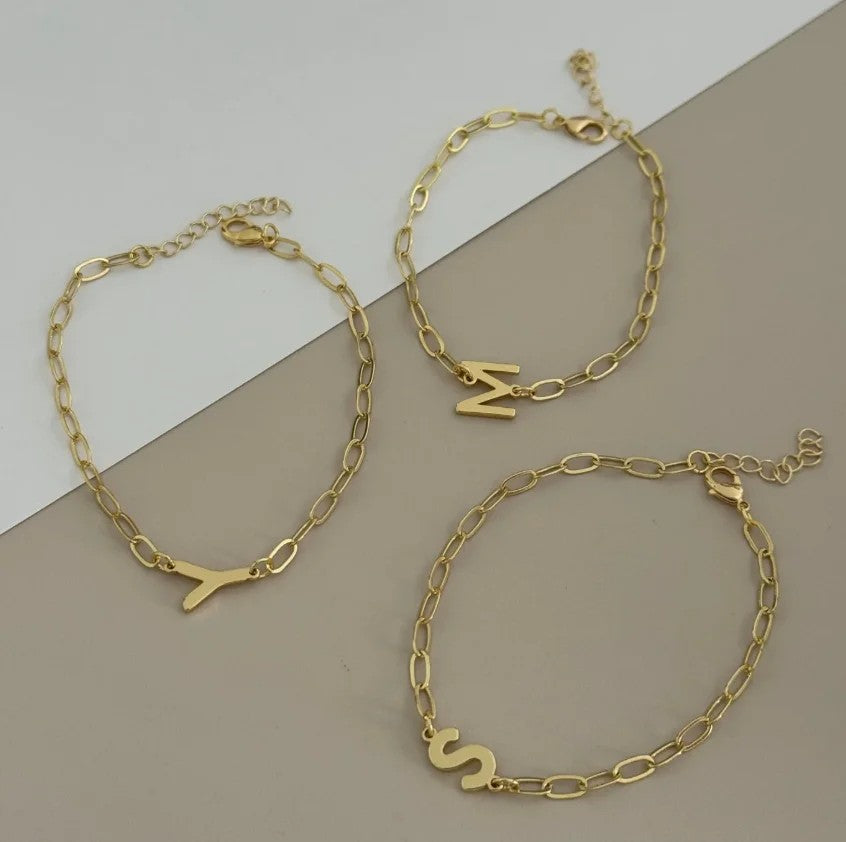 Initial Paperclip Link Bracelet