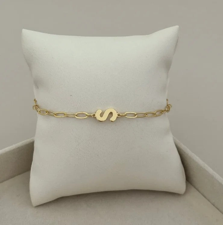 Initial Paperclip Link Bracelet