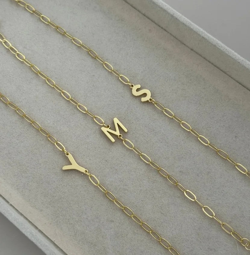 Initial Paperclip Link Bracelet
