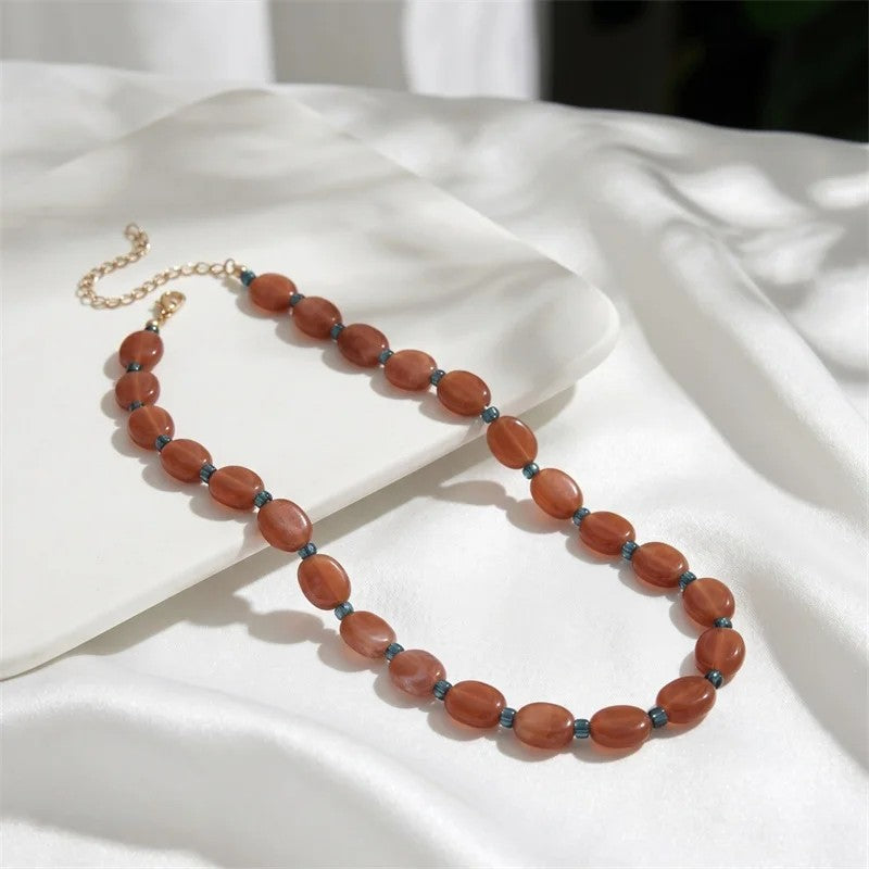 Multicolor Oval Bead Layered Necklace