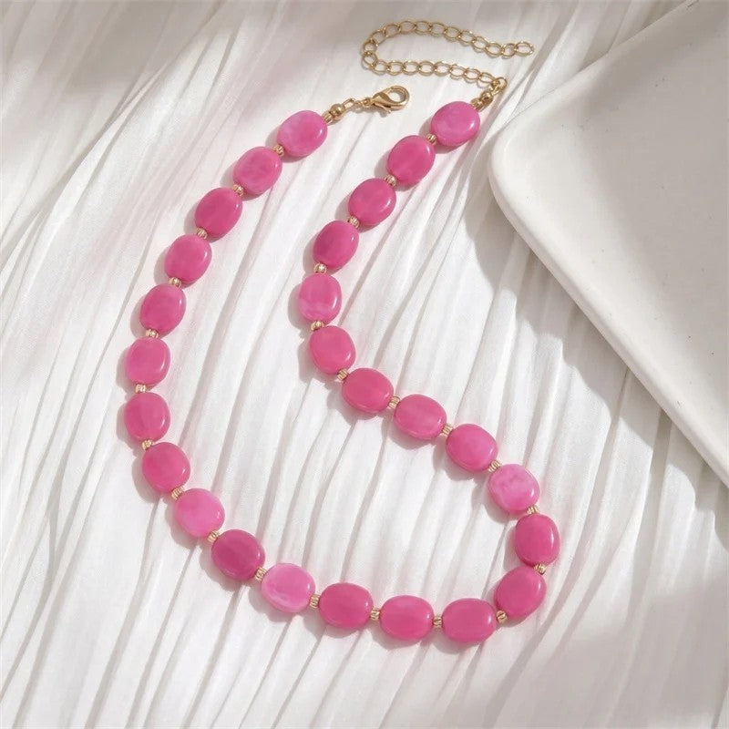 Multicolor Oval Bead Layered Necklace