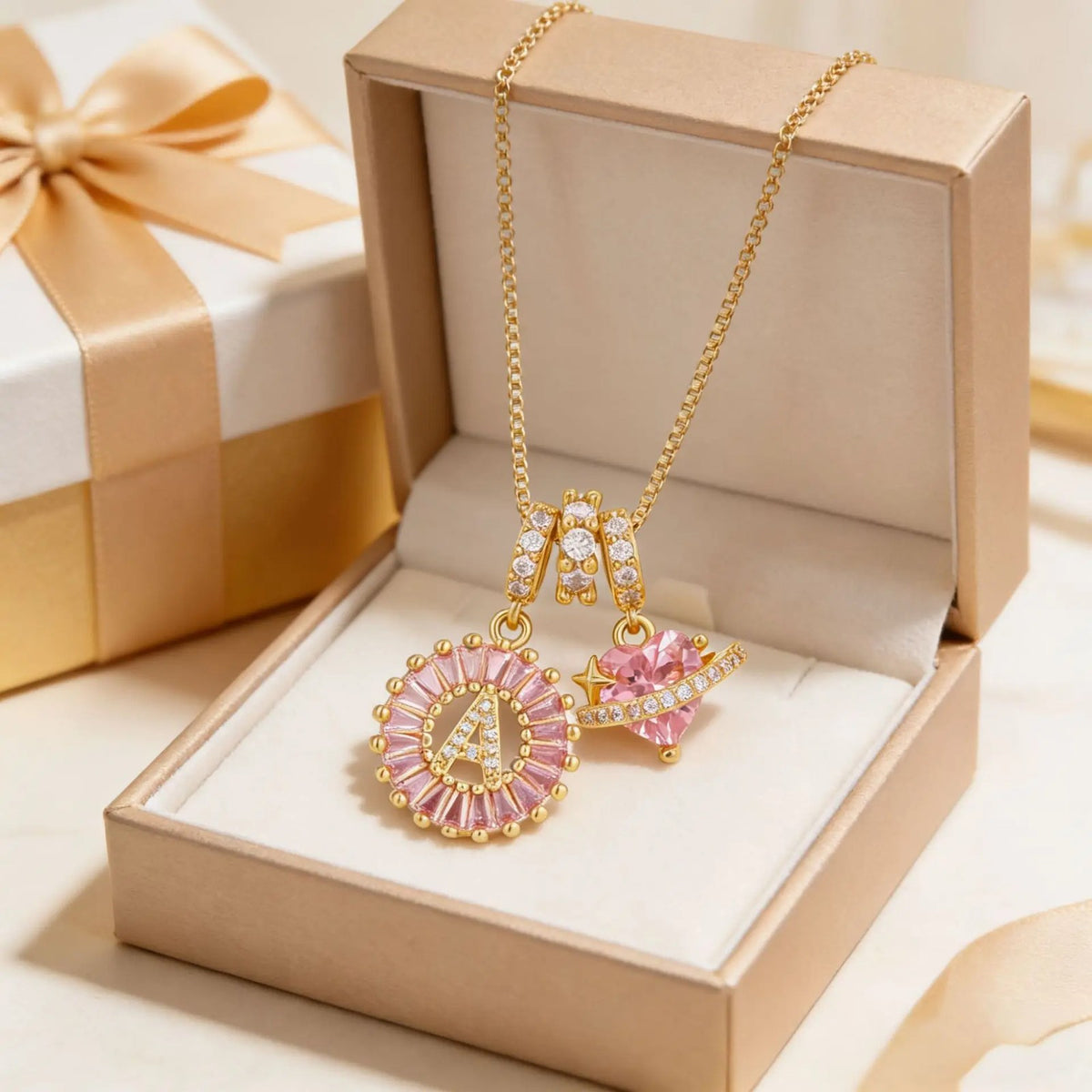 Crystal Initial & Flower Necklace