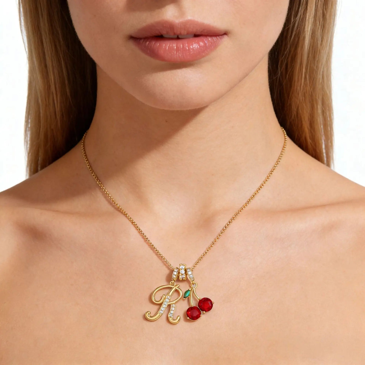 Crystal Initial & Flower Necklace