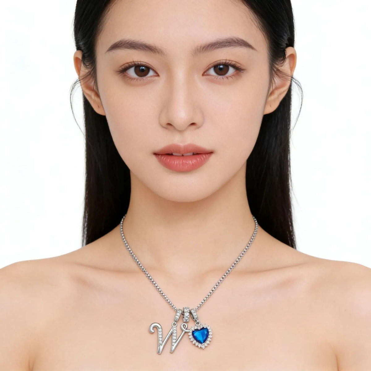 Crystal Initial & Flower Necklace