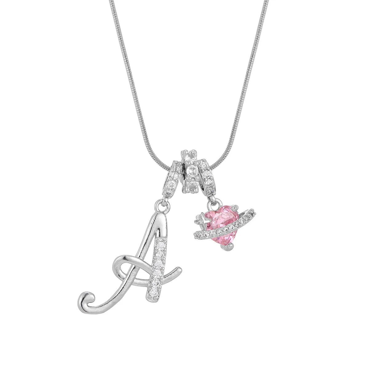Crystal Initial & Flower Necklace