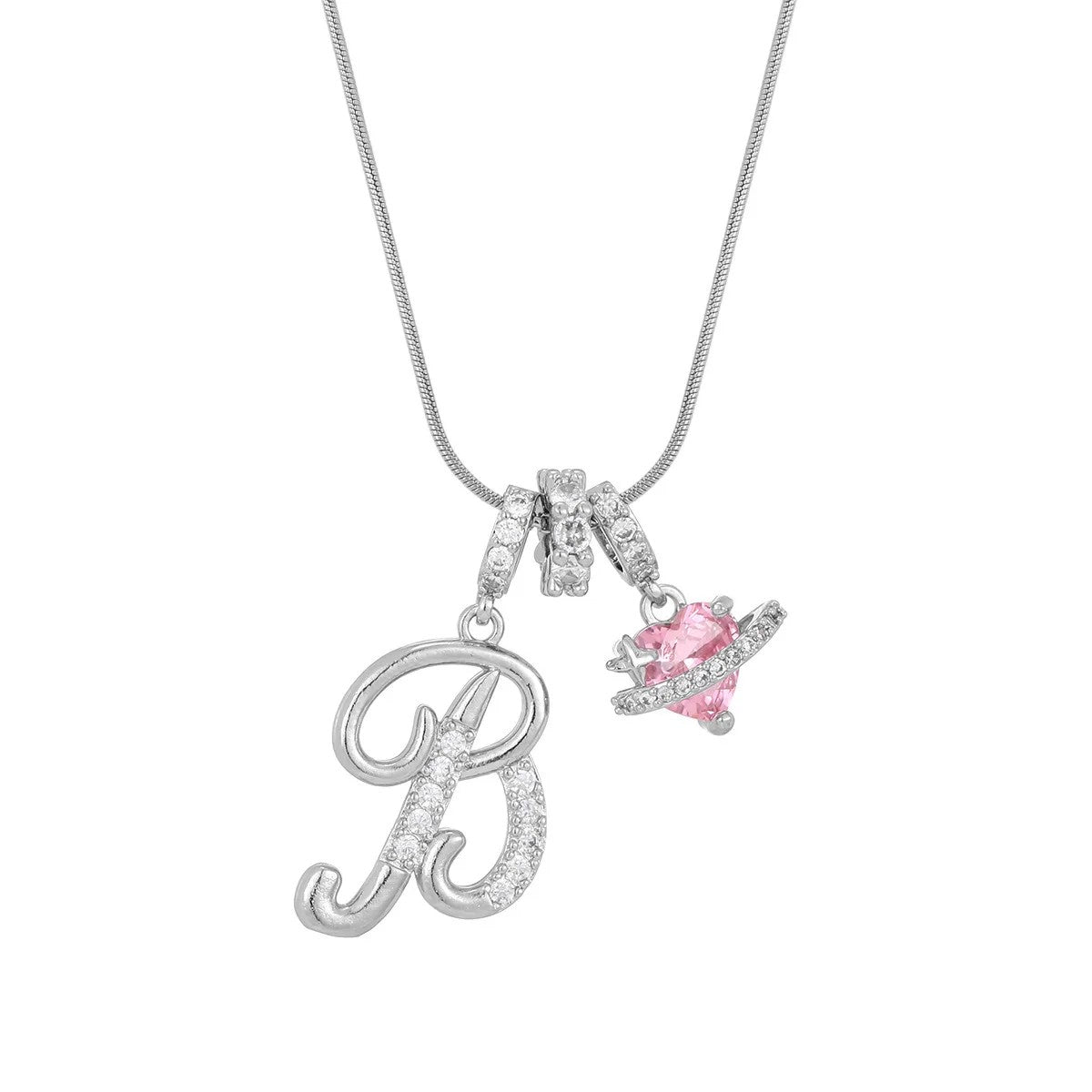 Crystal Initial & Flower Necklace