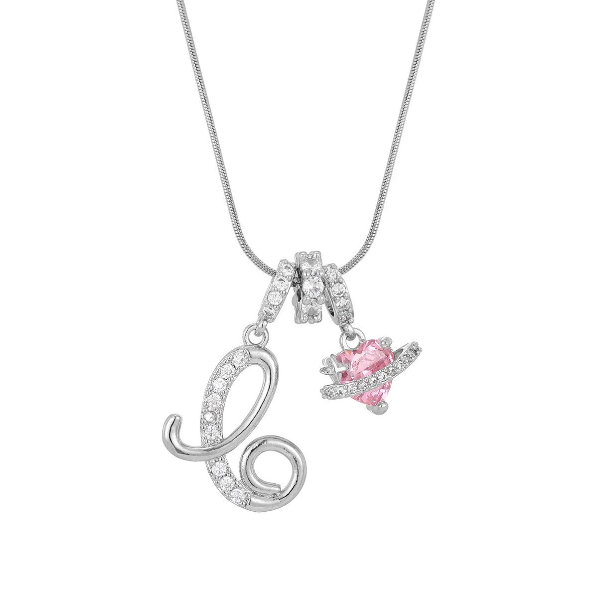 Crystal Initial & Flower Necklace