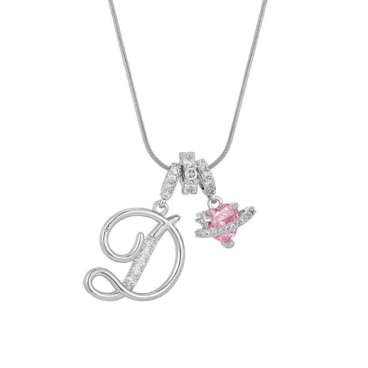 Crystal Initial & Flower Necklace