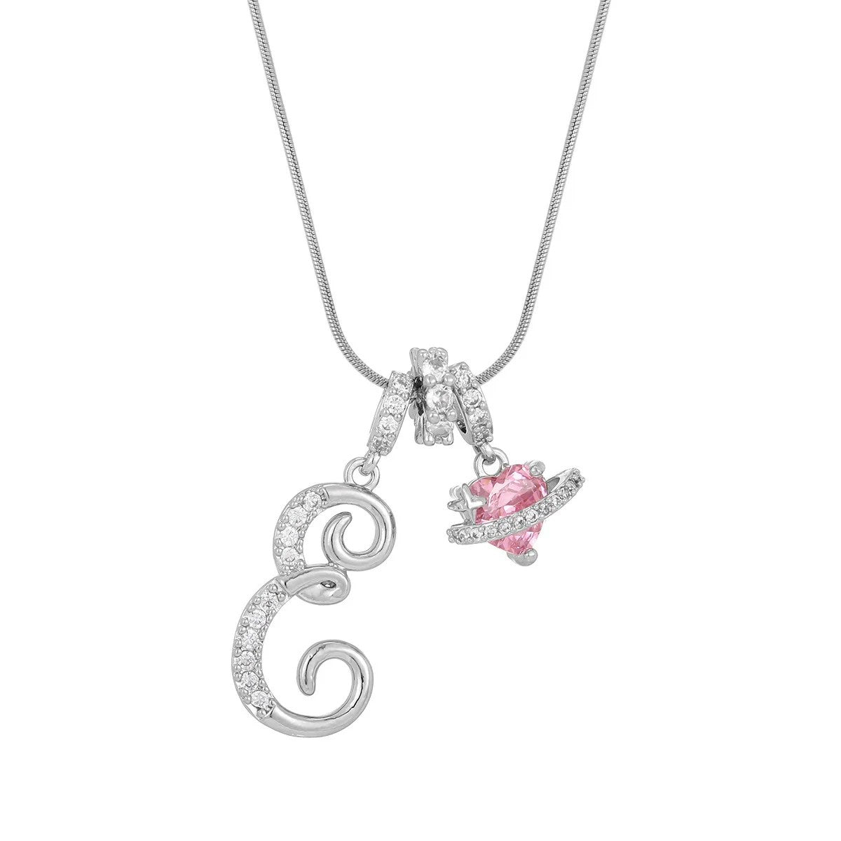 Crystal Initial & Flower Necklace