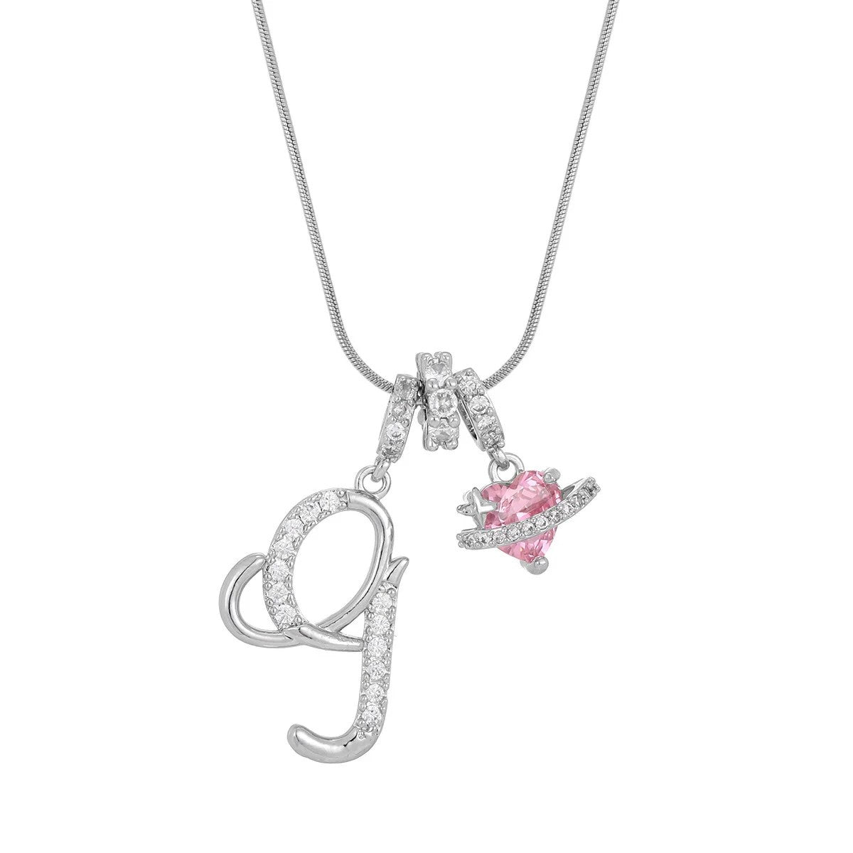 Crystal Initial & Flower Necklace