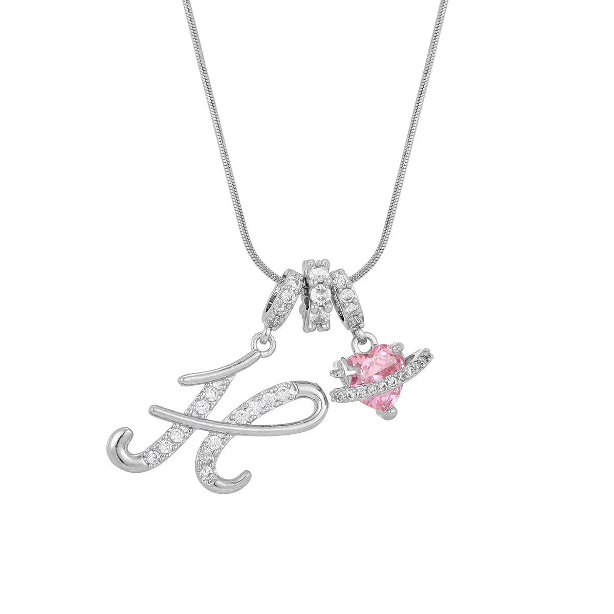 Crystal Initial & Flower Necklace