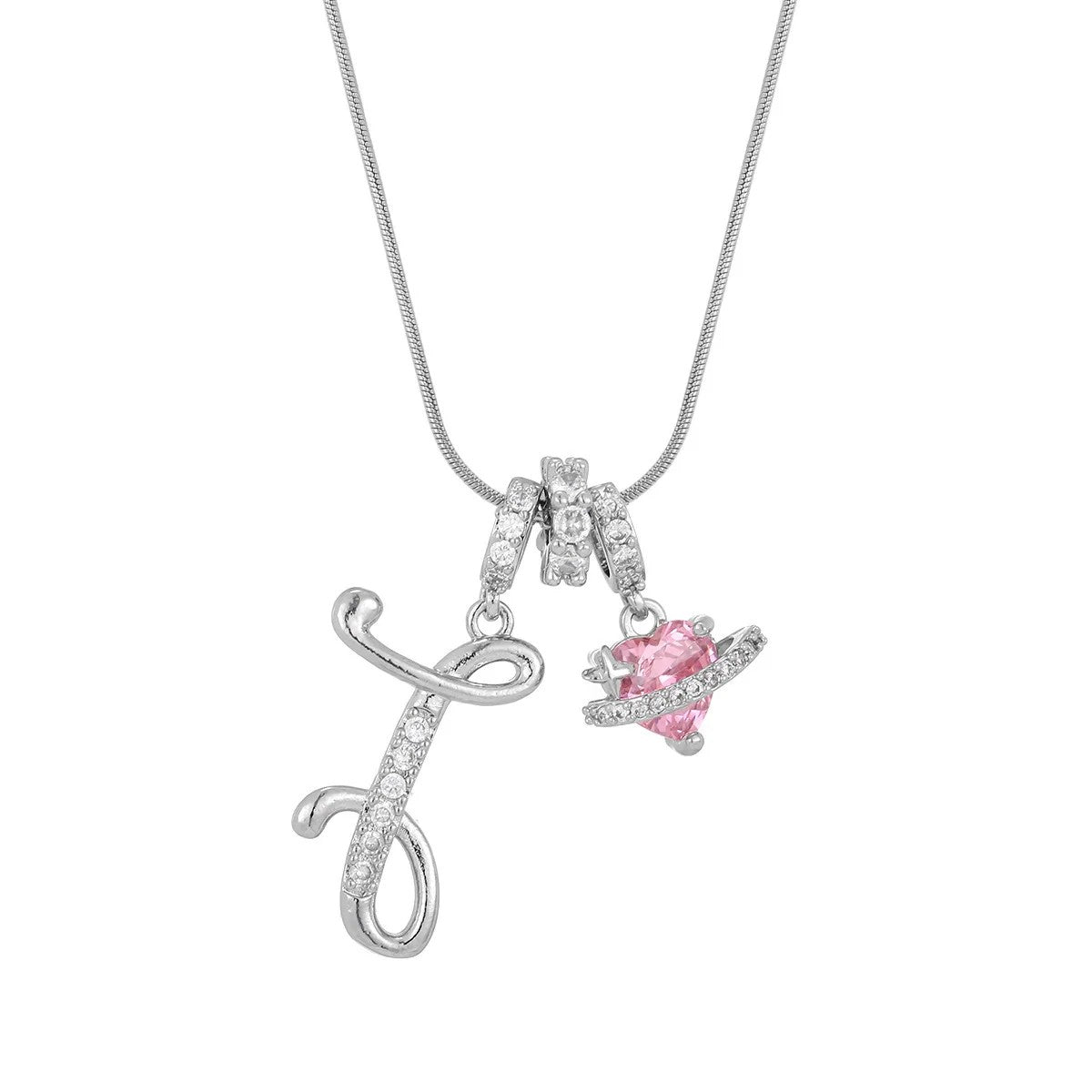 Crystal Initial & Flower Necklace