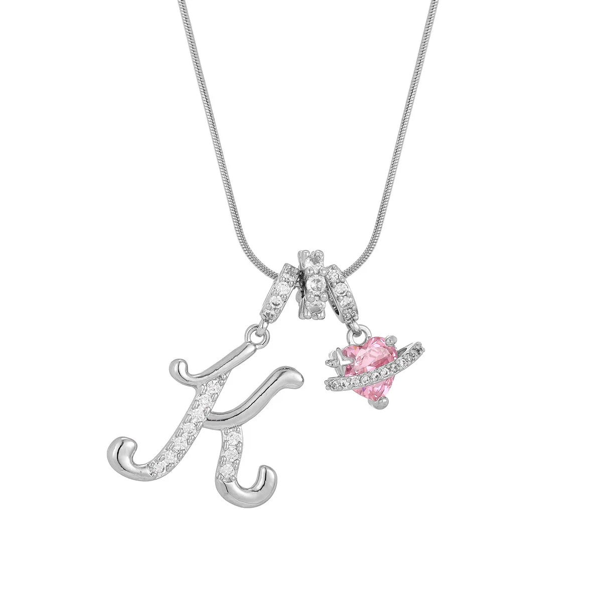 Crystal Initial & Flower Necklace
