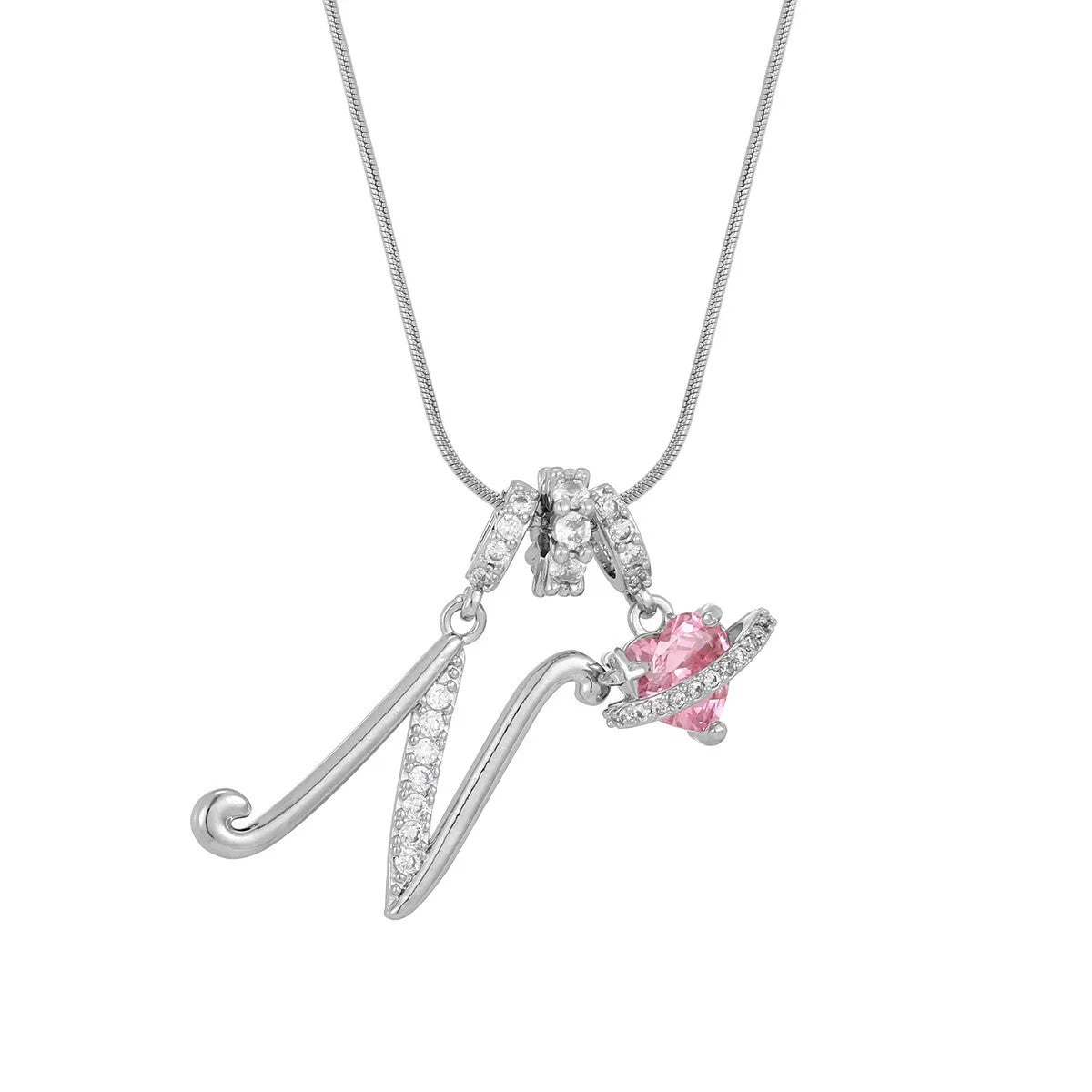 Crystal Initial & Flower Necklace