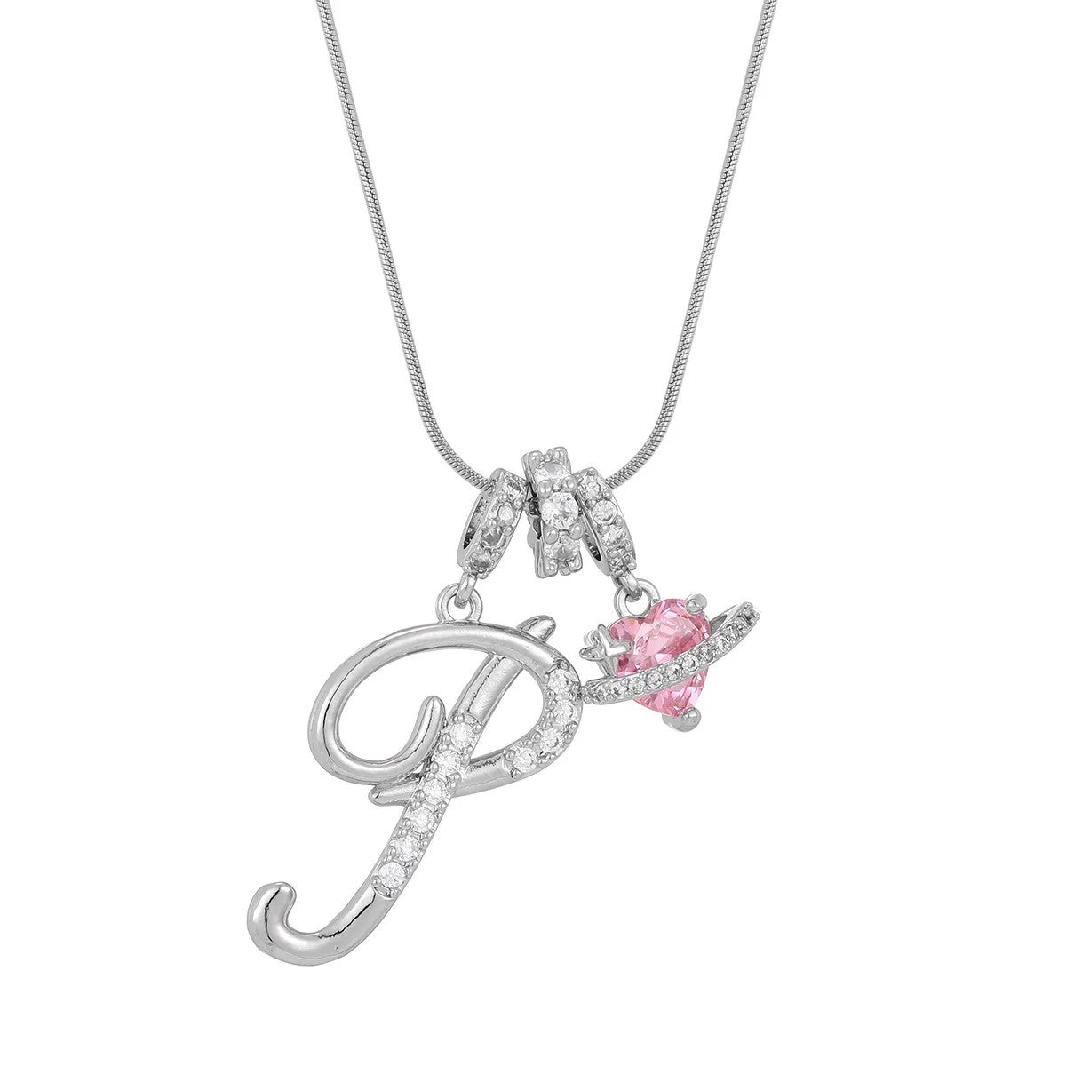 Crystal Initial & Flower Necklace