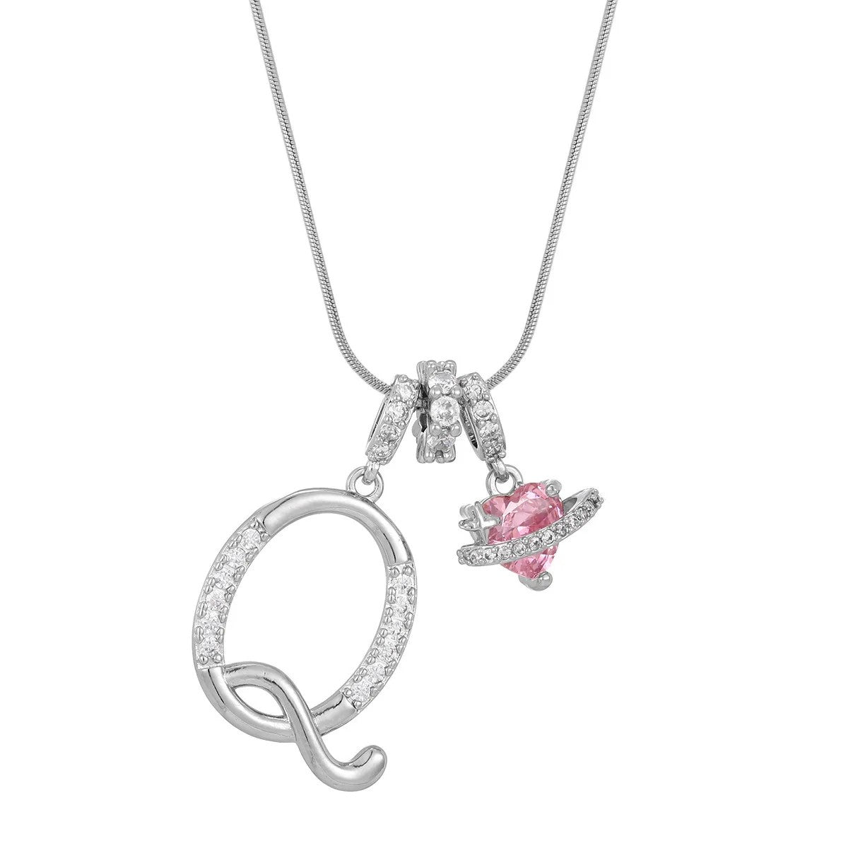 Crystal Initial & Flower Necklace