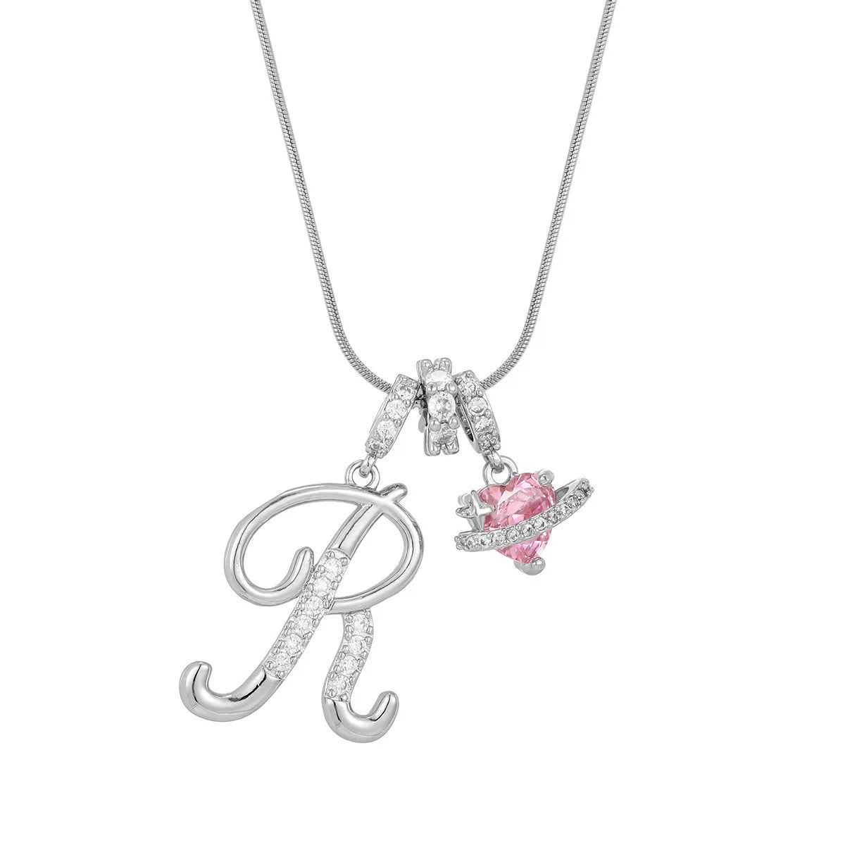 Crystal Initial & Flower Necklace