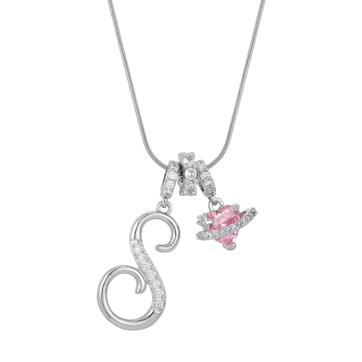 Crystal Initial & Flower Necklace