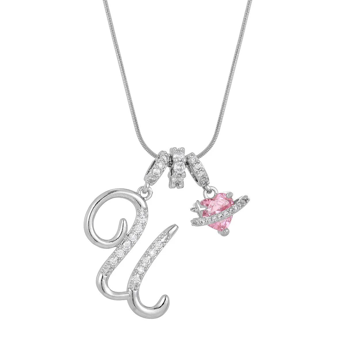 Crystal Initial & Flower Necklace