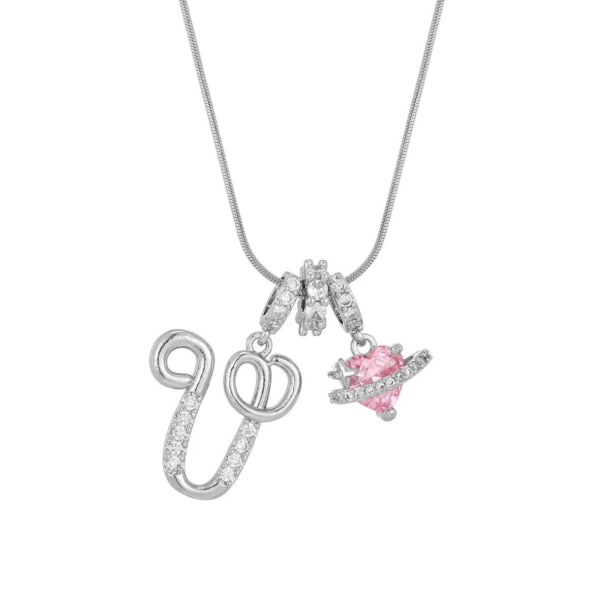 Crystal Initial & Flower Necklace