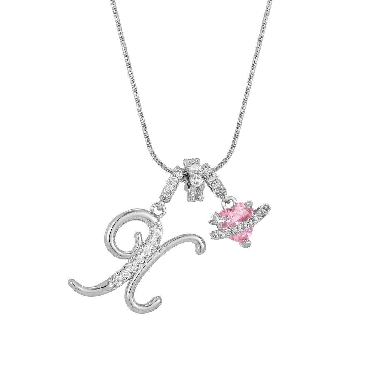 Crystal Initial & Flower Necklace