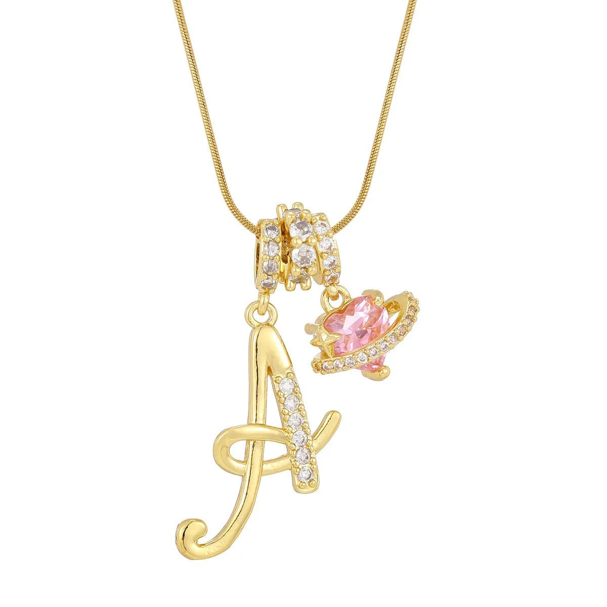 Crystal Initial & Flower Necklace