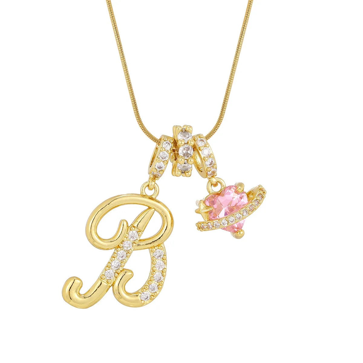 Crystal Initial & Flower Necklace