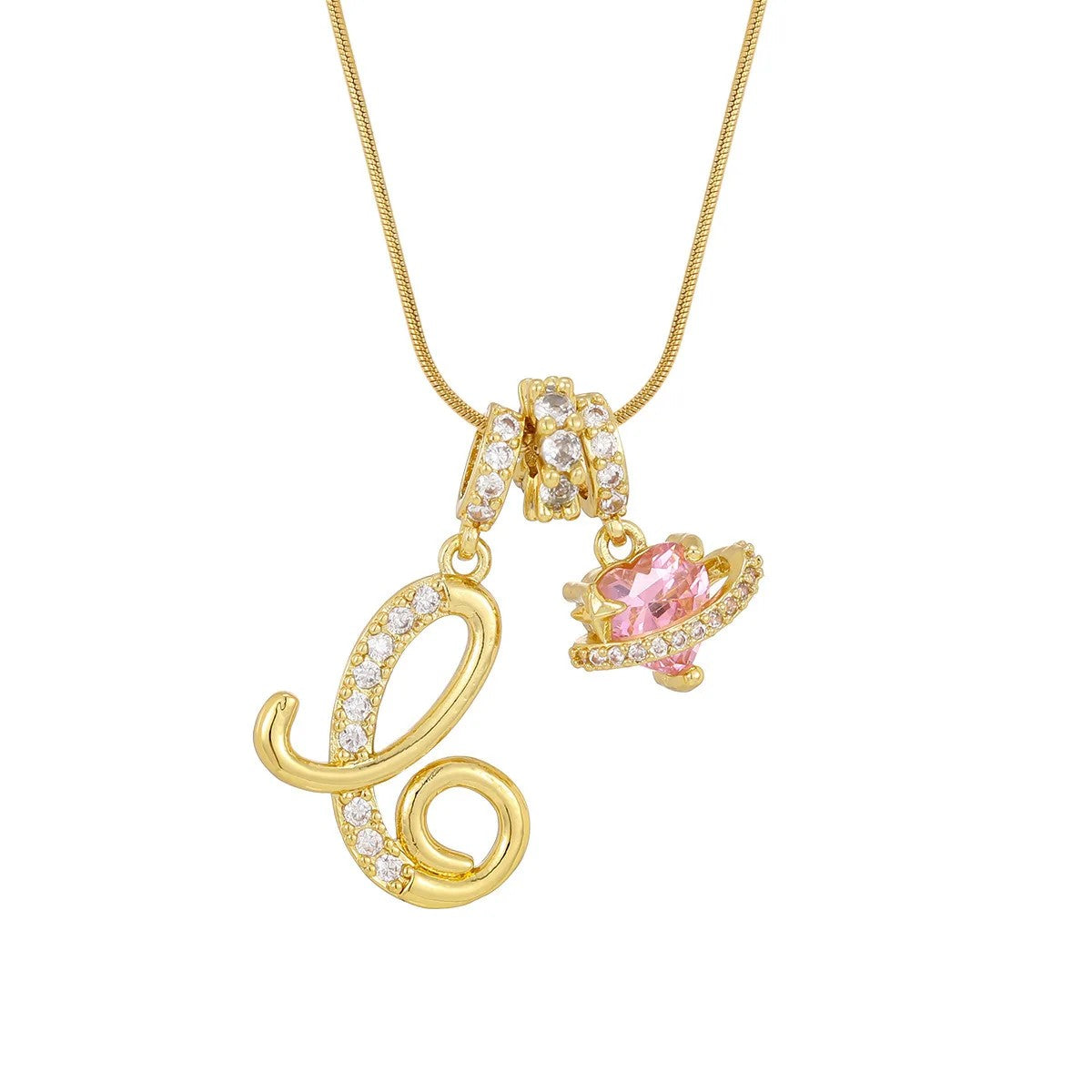 Crystal Initial & Flower Necklace