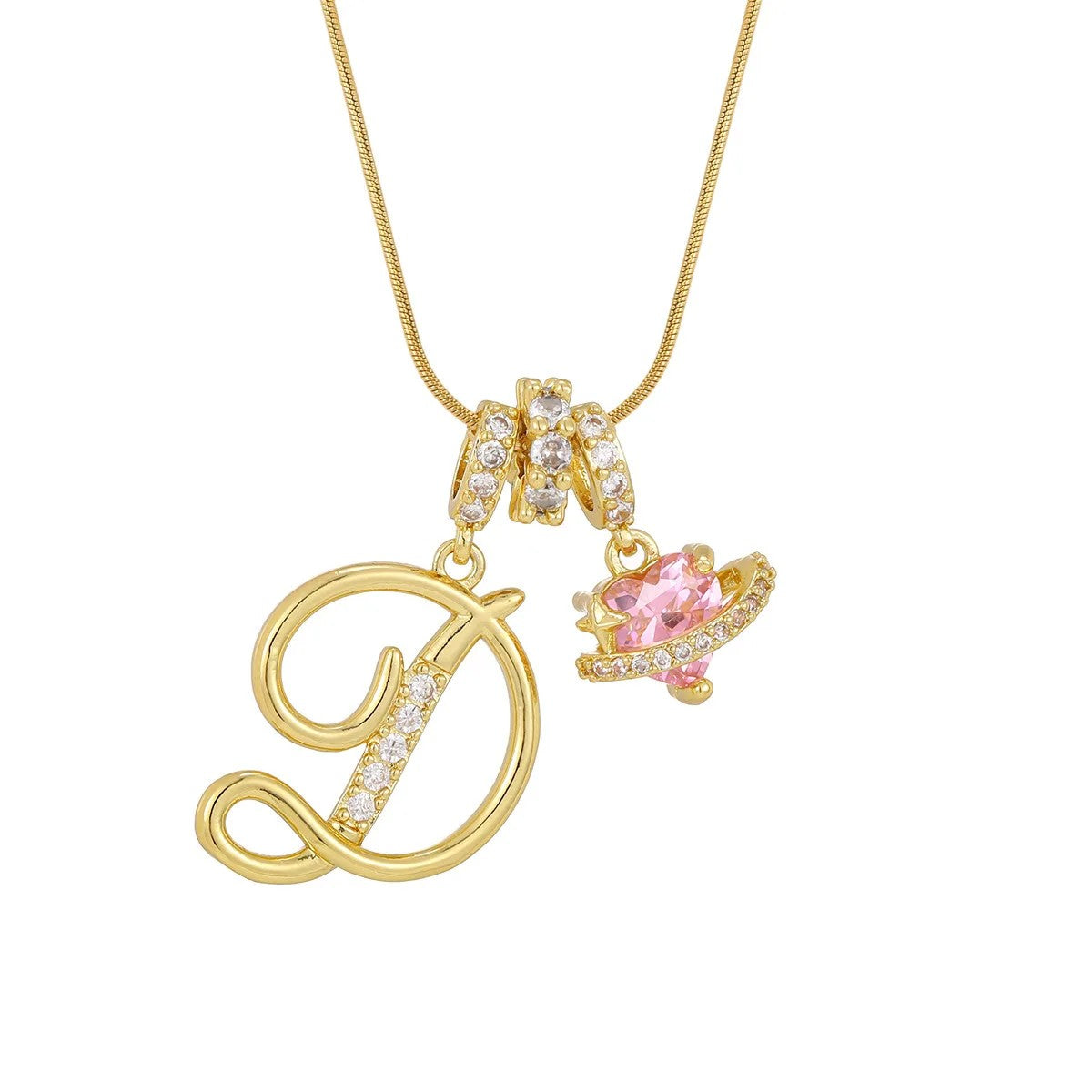 Crystal Initial & Flower Necklace
