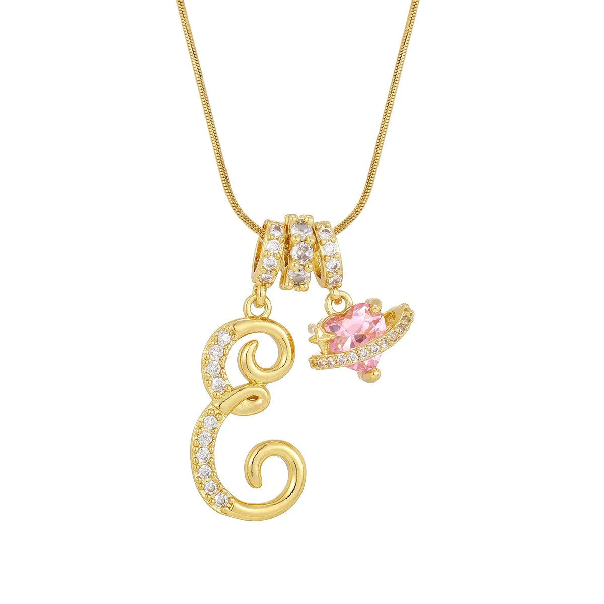 Crystal Initial & Flower Necklace