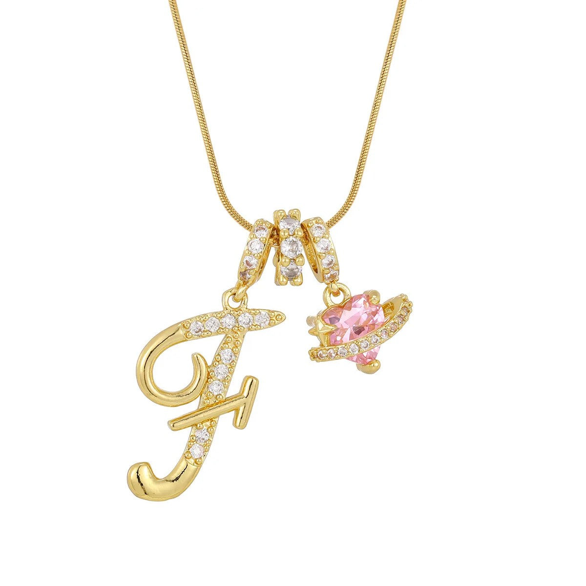 Crystal Initial & Flower Necklace