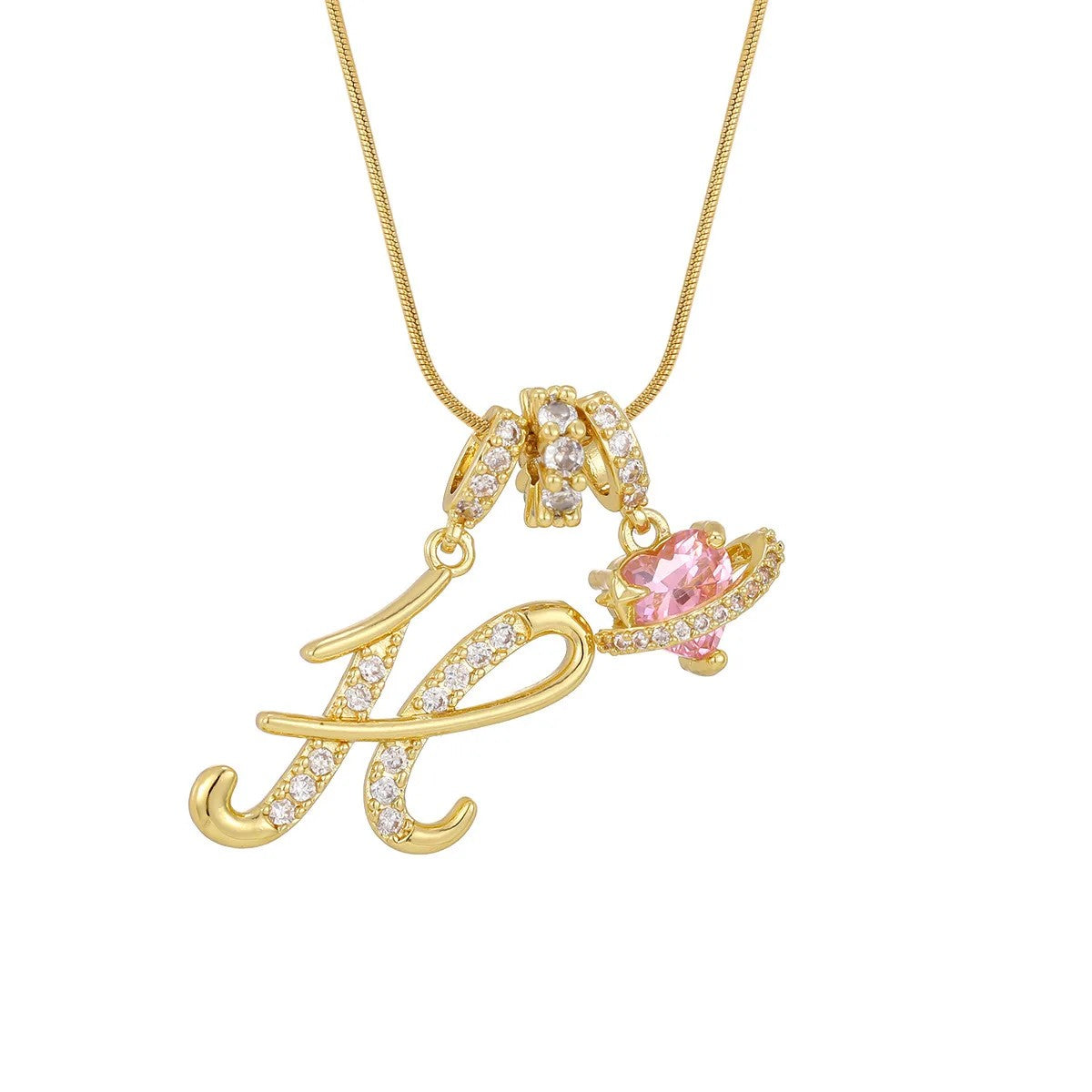 Crystal Initial & Flower Necklace