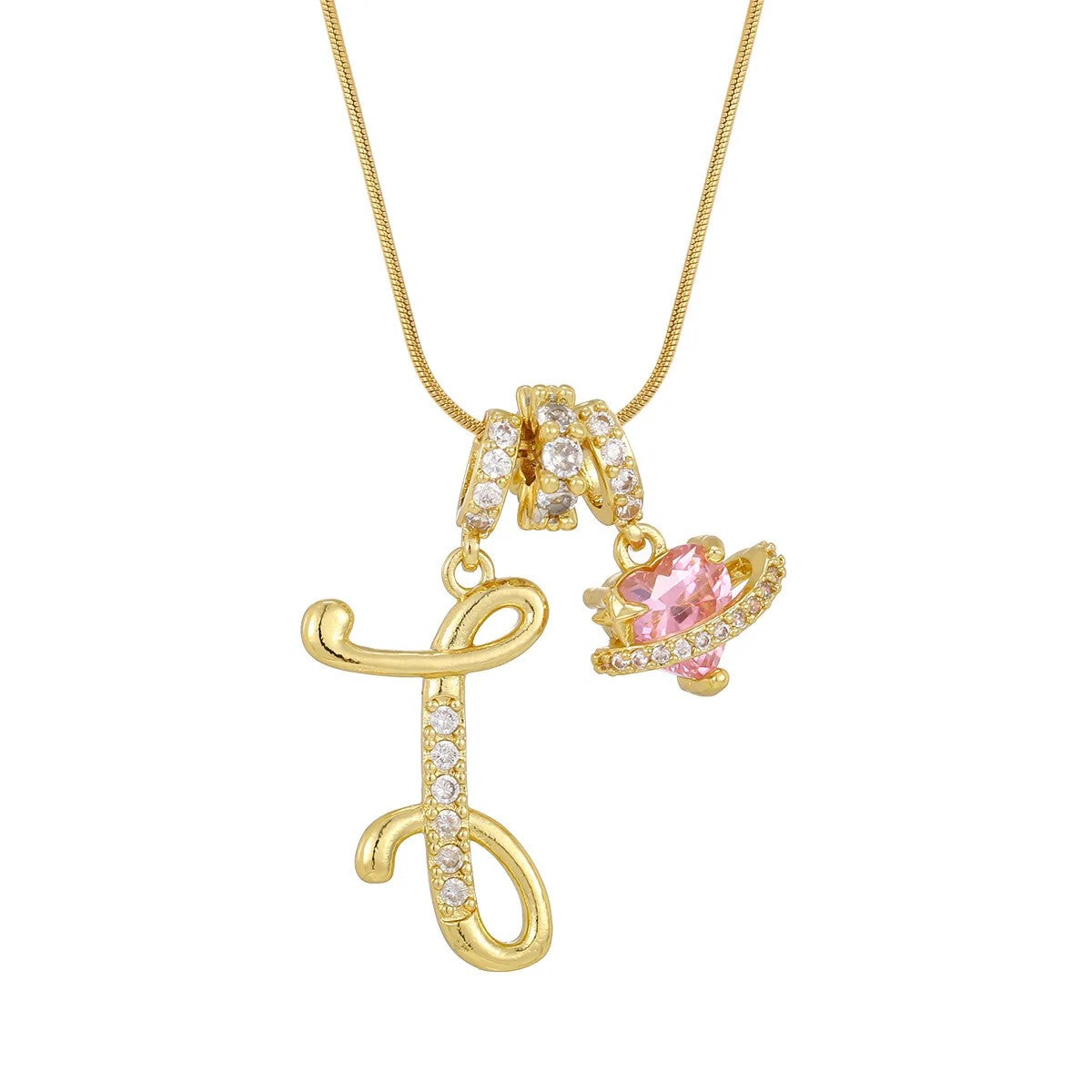 Crystal Initial & Flower Necklace